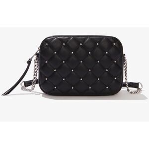 Rebecca Minkoff Diamond Quilt Studded Top Zip Crossbody Bag Black New No Tags